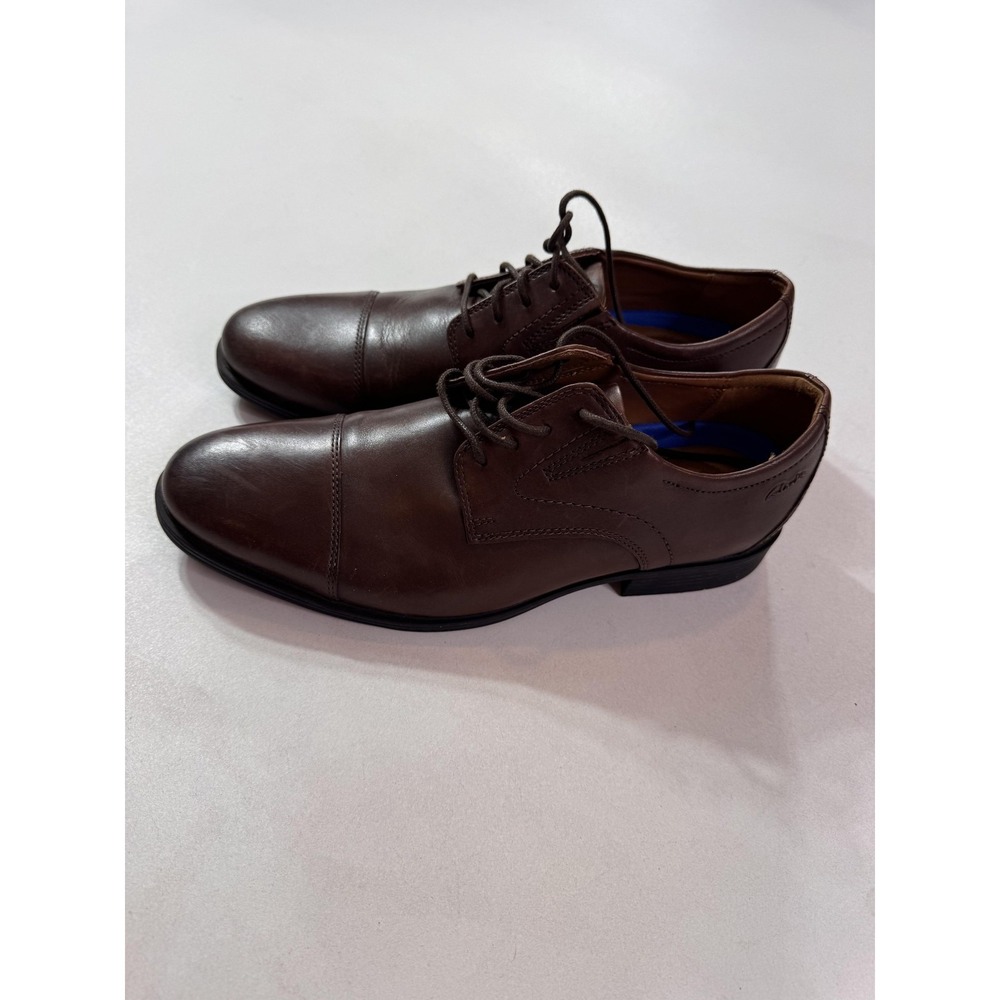 Clarks Extreme Comfort Shoes Mens Size 10 Brown Leather‎ Cap Toe Dress Derby - Picture 4 of 9